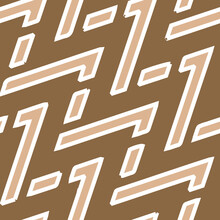 Full Seamless Background Geometric Design. Abstract Texture Pattern In Brown, White Colors. Diagonal Stripes And Shapes. Fabric Print. Vector Illustration.