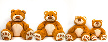 Family Of Soft Toys Bears On A White Background