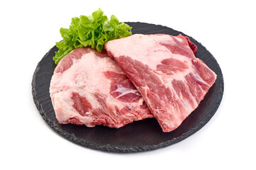 Wall Mural - Pork ribs. Raw meat, isolated on white background.