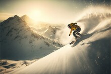 Snowboarder On The Top Of The Mountain ,Generative AI