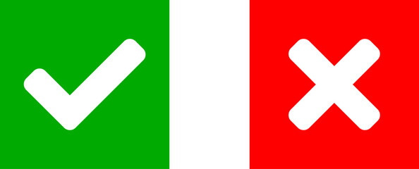 Poster - yes and no or right and wrong or approved and declined icon set with check mark and x cross sign in 