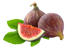 Fresh Figs Over Green Leaf Cut Out