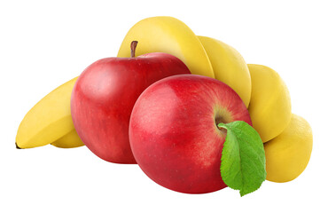 Wall Mural - Bananas and apples cut out