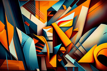 Abstract Background, Cubism Style. Background With Colorful Geometrical Shapes. Created With Generative Ai