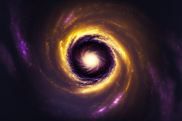 Wall Mural - golden spiral on galaxy background. space illustration. astrology concept. generative ai