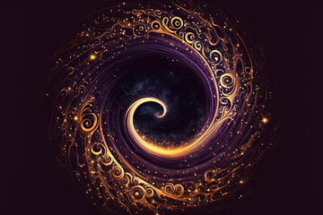 Wall Mural - abstract design of golden ratio. golden spiral on space background. generative ai
