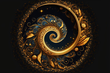 Wall Mural - space background with golden spiral. astrology and fantasy illustration. golden ratio. generative ai