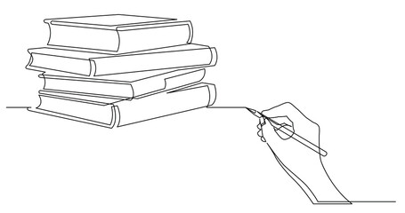 Poster - hand drawing business concept sketch of books pile - png image with transparent background