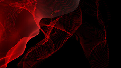 Aufkleber - Textured wave of particles. Visualization of technological connections. Molecular connection of particles in space. A wave of atoms. 3d rendering.