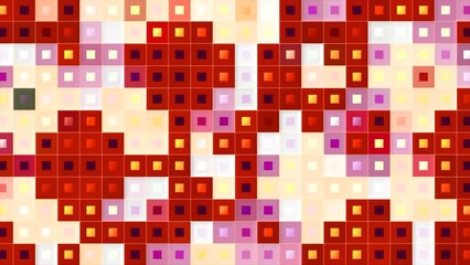 Aufkleber - Colorful computer squares blink and appear. Motion. Colorful squares with dots blink in computer retro style. Retro game with squares flashing on white background
