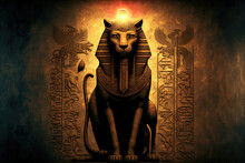 Ancient Egyptian Emblem And Lone Representation Of The God Sekhmet. Generative AI