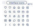 Simple interface outline icons set. Round mini vector icons. Pixel perfect.