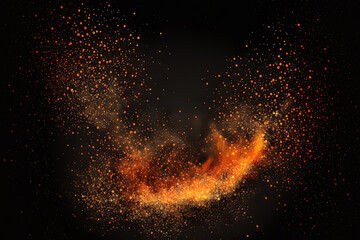 Wall Mural - Fire embers particles over black background. Fire sparks background. Abstract dark glitter fire particles lights. Generative AI