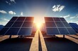 solar cell array installed in utility plant to harness solar electricity. Generative AI