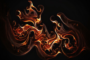 Poster - Fire flames on a black background abstract. Generative AI