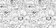 Print With Doodle Cats And Dogs
