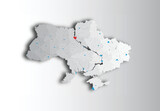 Fototapeta  - Map of Ukraine with rivers and lakes. The map shows oblasts and small maps of their centers (in blue). You can use all this maps (map of Ukraine, maps of oblasts, maps of cities) - separately.