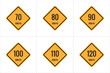 70 up to 120 km Maximum Speed limit sign icon on white background vector illustration.