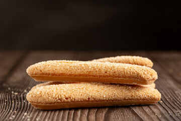 Canvas Print - ladyfingers cookies on the table.