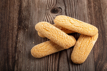 Canvas Print - ladyfingers cookies on the table.