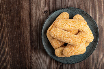 Canvas Print - ladyfingers cookies on the table.