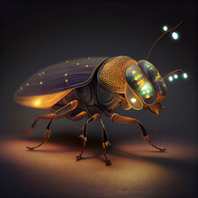Generative AI: Fantasy Insect Flying With Light On Its Body