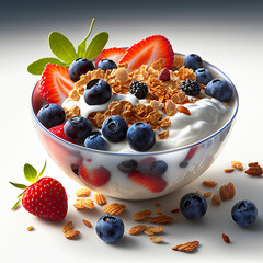 Wall Mural - Healthy Granola, Yogurt and Berries Breakfast