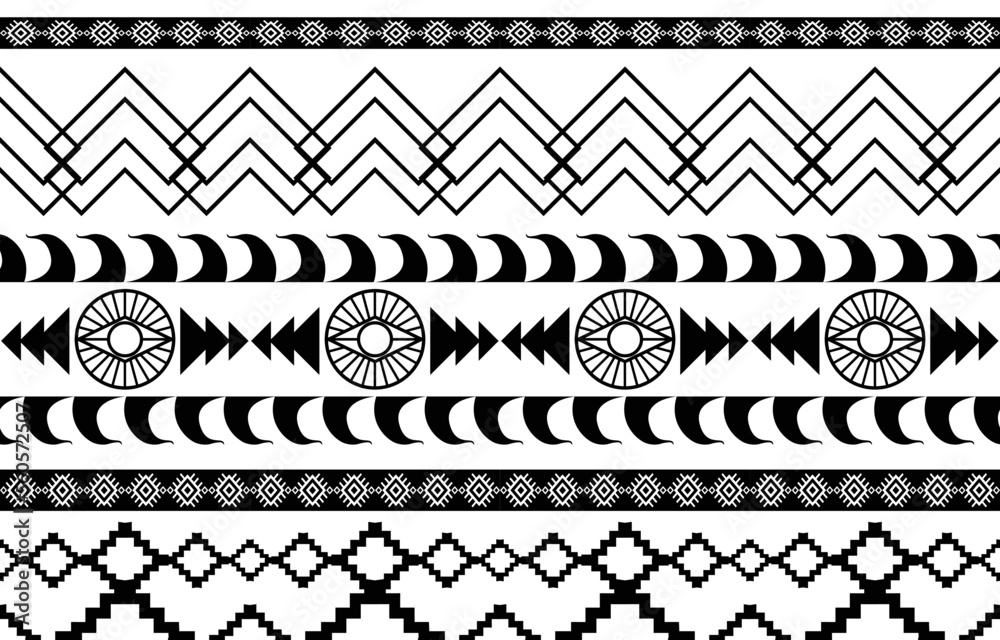African tribal black and white abstract ethnic geometric pattern ...