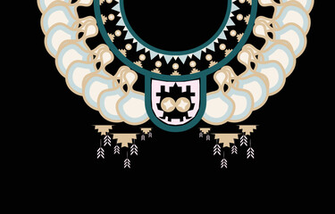 Necklace Geometric Ethnic pattern traditional. tribal embroidery design for fashion women. shirt and clothing decoration pattern. vector illustration on black background.