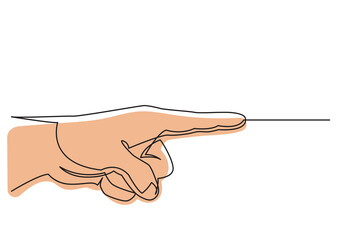 Poster - continuous line drawing hand pointing index finger direction in color - png image with transparent b