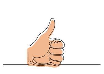 Poster - continuous line drawing hands showing like sign 2 in color - png image with transparent background