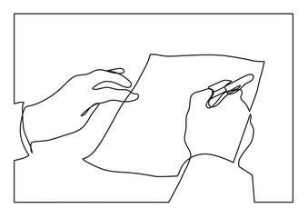 Sticker - continuous line drawing hands writing - PNG image with transparent background