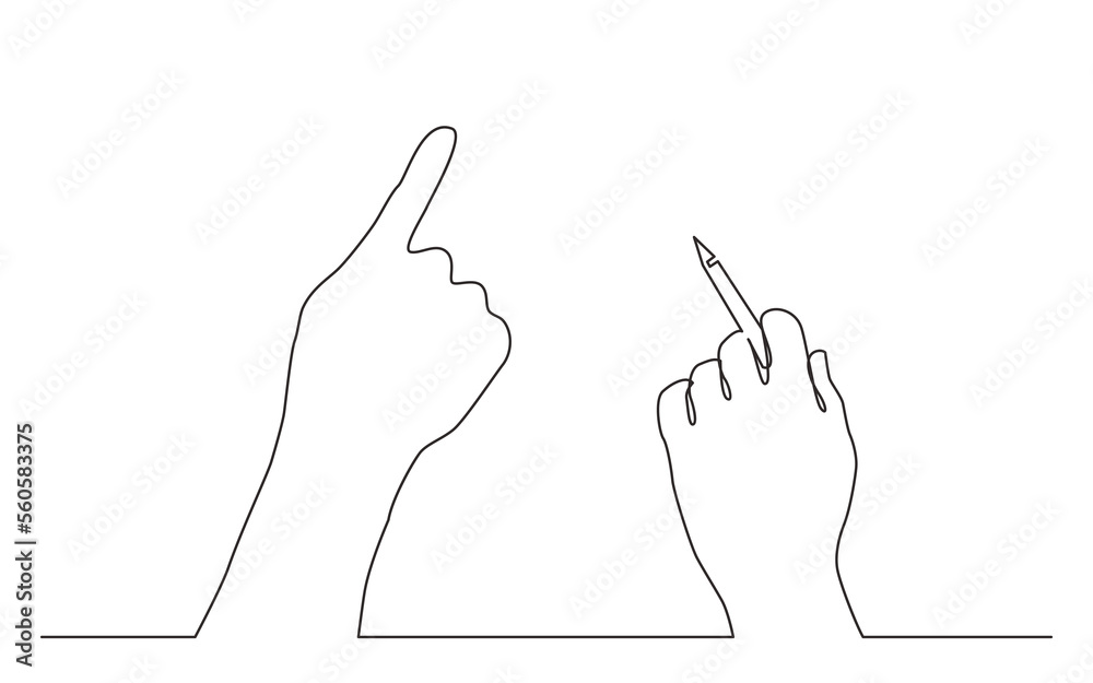continuous line drawing two hands pointing at copy space - PNG image ...