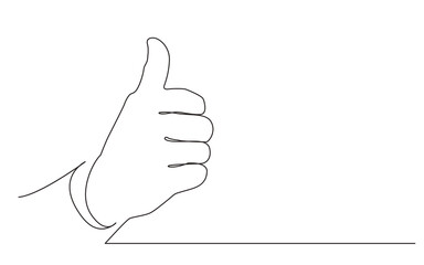 Wall Mural - continuous line drawing thumb  up hand gesture - PNG image with transparent background