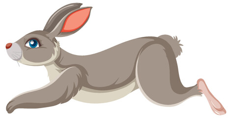 Poster - Side view of grey rabbit cartoon character