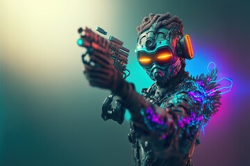 Wall Mural - Sci-fi soldier from shooter game