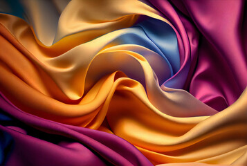 Wall Mural - Beautiful colorful abstract silk fabric blanket background, happy mood