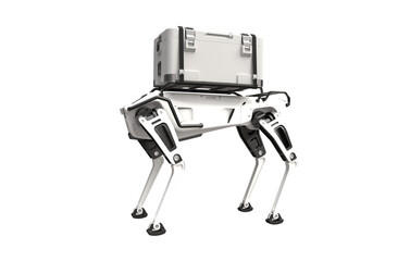 Wall Mural - A robot dog is on the way to deliver goods on transparent background, PNG file