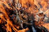 Fototapeta Tęcza - 正月飾りやだるま等の縁起物を焼いて燃やした煙とともに神様を見送る小正月の行事のどんど焼き