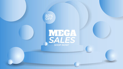 Sticker - Flash Sale text effect, editable discount and offer text style. Light blue theme.