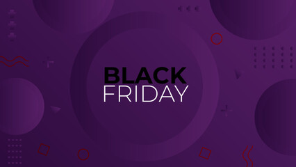 Sticker - Black friday super sale off poster background social media promotion design. trendy modern typography with long shadow style and Purple vector illustration graphic template