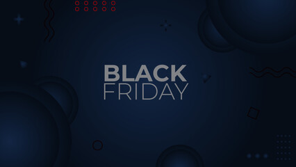 Sticker - Black friday super sale off poster background social media promotion design. trendy modern typography with long shadow style and Navy vector illustration graphic template