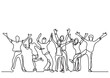continuous line drawing happy cheerful crowd of people - PNG image with transparent background