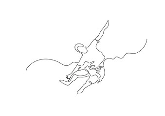 Wall Mural - continuous line drawing running flying man - PNG image with transparent background