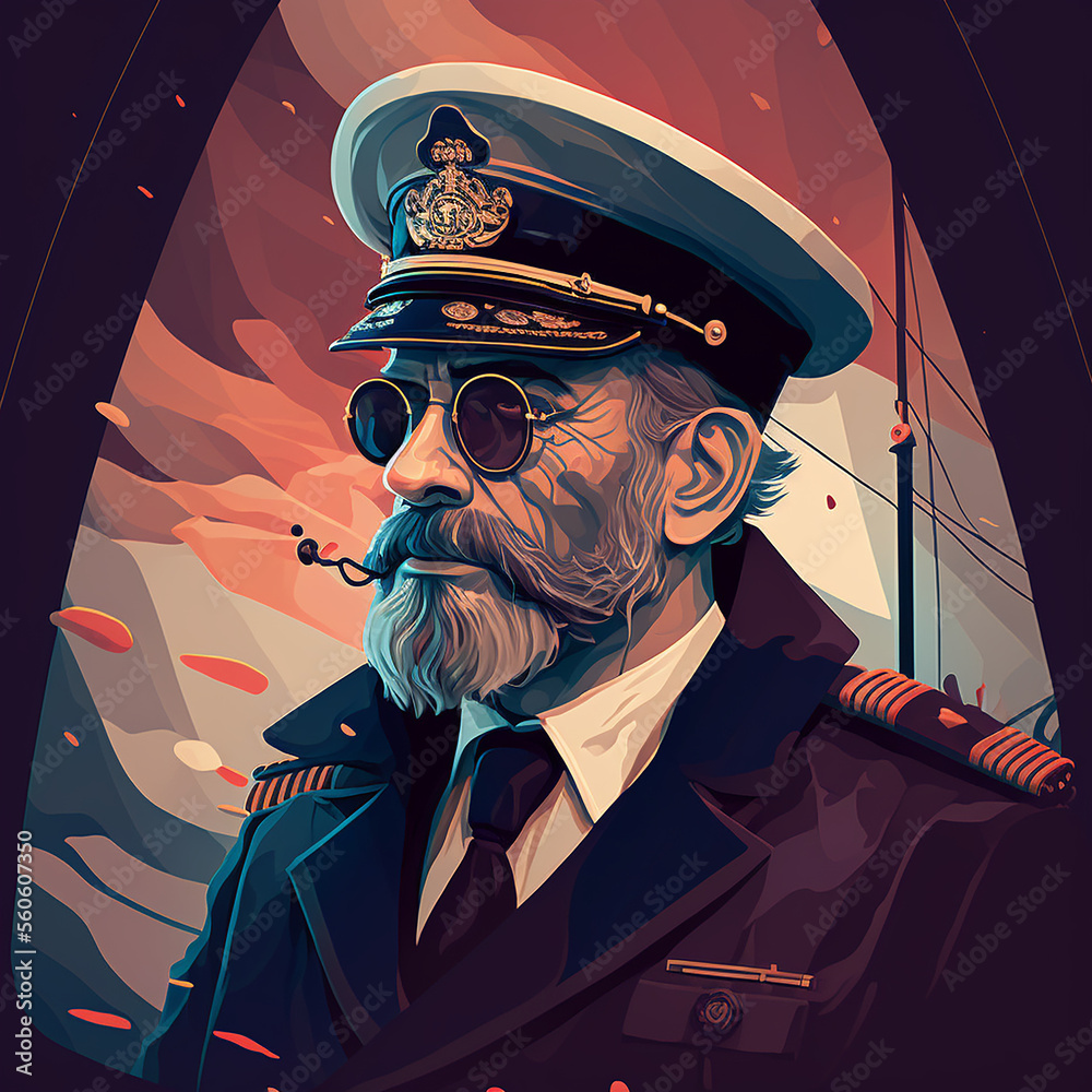Ship Captain Navy Nautical Marine Boat Vector Art AI Generated Stock ...