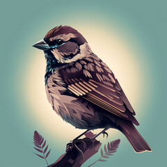 Wall Mural - Sparrow Small Bird Feathers Vector Art AI Generated