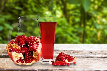 Sticker - Tasty sweet ripe pomegranate juice in glass