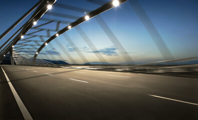 Wall Mural - High speend of highway overpass, bridge with motion blur effect.