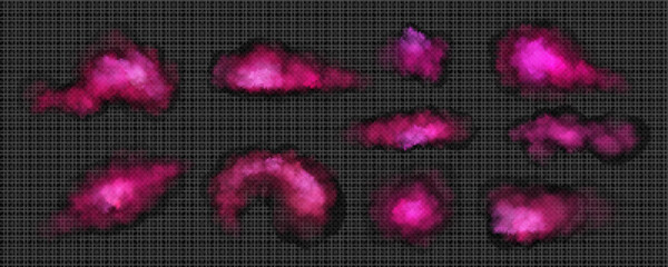 Wall Mural - pink clouds of smoke, fog or steam. magic dust splashes, color powder explosion texture. smog or mis