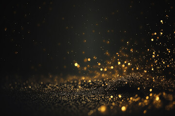 Wall Mural - Abstract black and yellow glitter bokeh background. Generative AI.